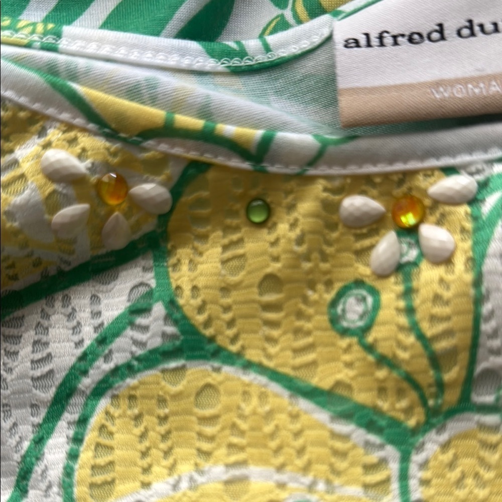 Alfred Dunner Green and Yellow Boxy Blouse 54 - Picture 6 of 6